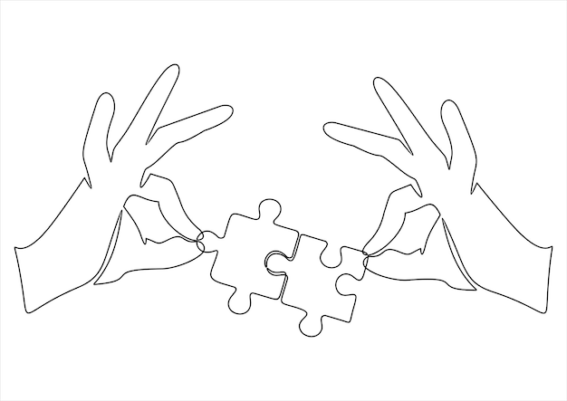 A drawing of two hands holding puzzle pieces.