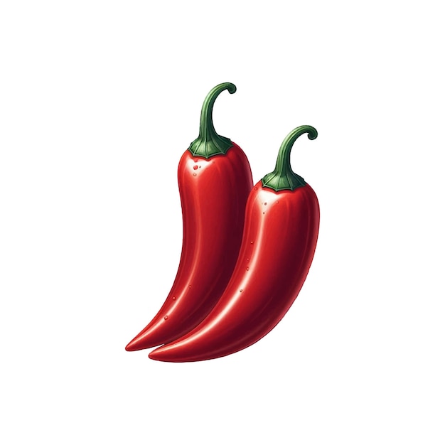 a drawing of two red bell peppers with green tops