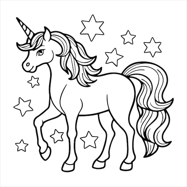 Vector a drawing of a unicorn with stars on it