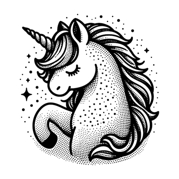 a drawing of a unicorn with the words unicorn on it