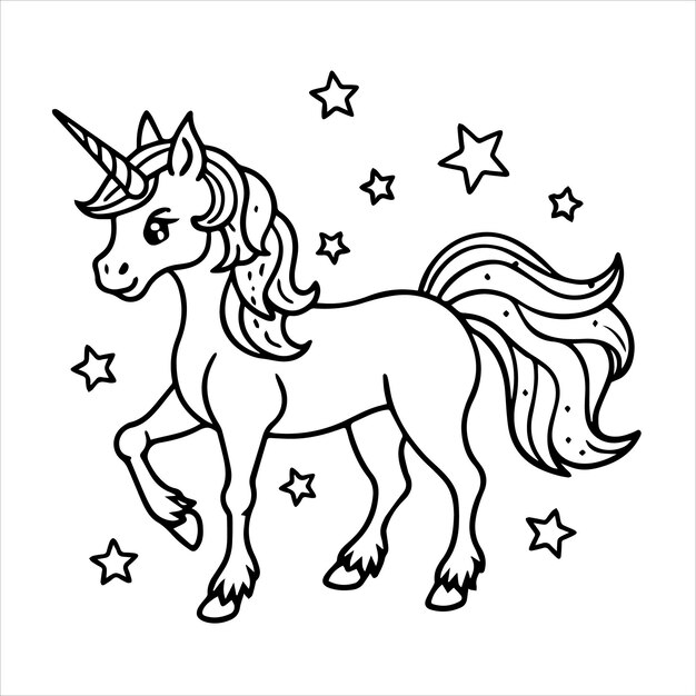 Vector a drawing of a unicorn with the words unicorn on it