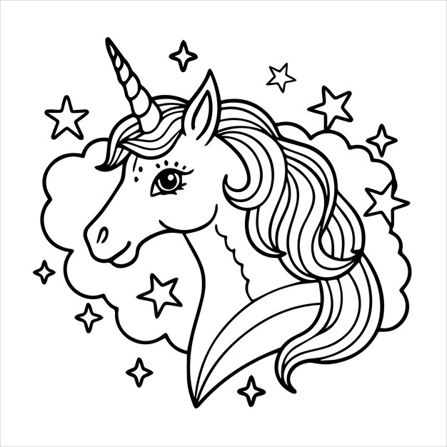 Vector a drawing of a unicorn with the words unicorn on it