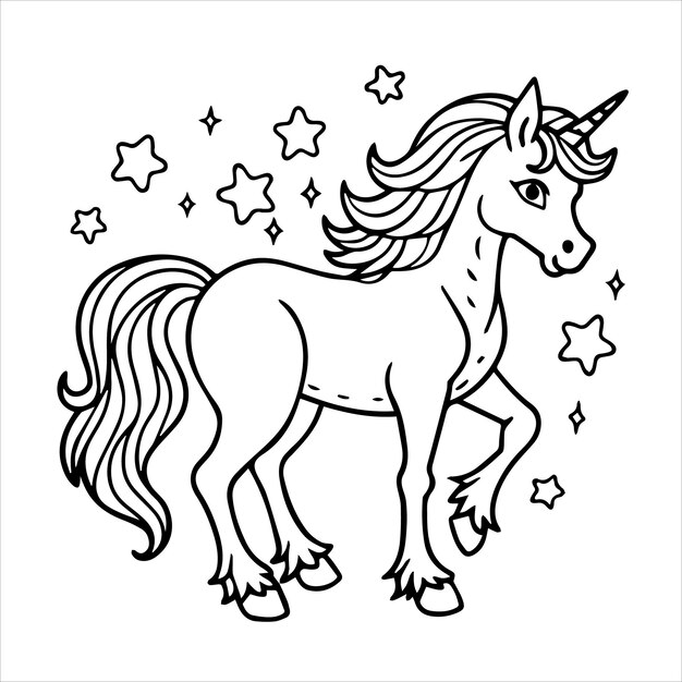 Vector a drawing of a unicorn with the words unicorn on it