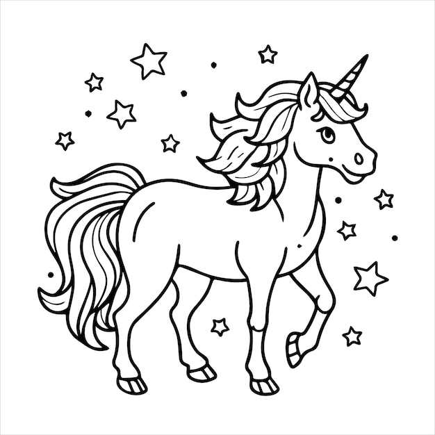 Vector a drawing of a unicorn with the words  unicorn  on it