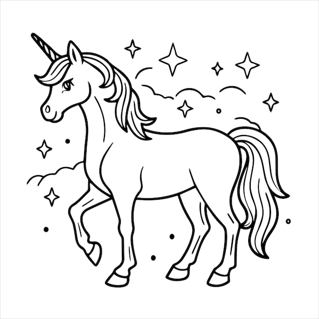 Vector a drawing of a unicorn with the words unicorns on it