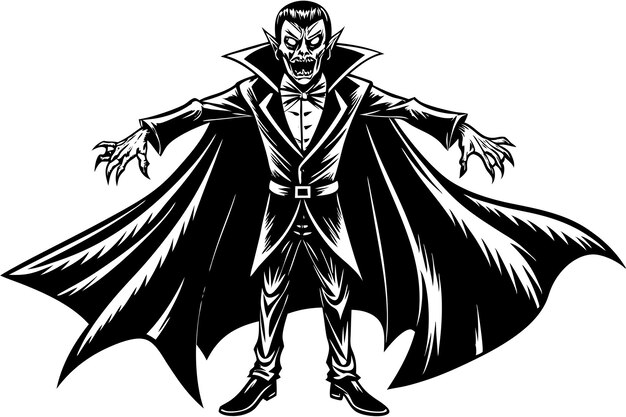 Vector a drawing of a vampire with a black cape