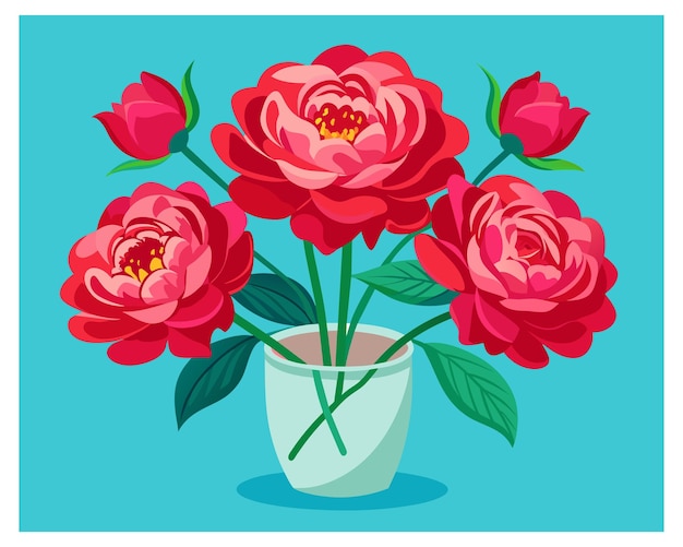 a drawing of a vase with roses in it