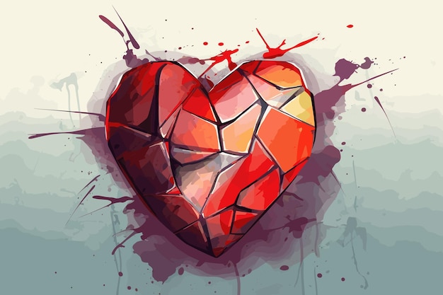 Drawing vector heart art Colorful love shape background pattern abstract design watercolor