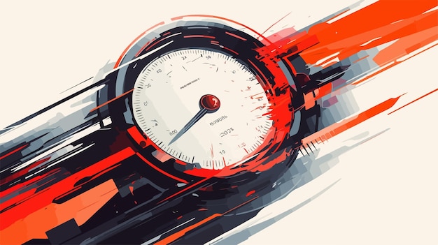 Vector a drawing of a watch with a red face and a white watch face