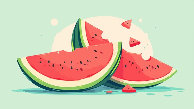 Vector a drawing of a watermelon with a bite taken out of it