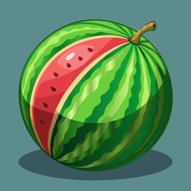 a drawing of a watermelon with a green background