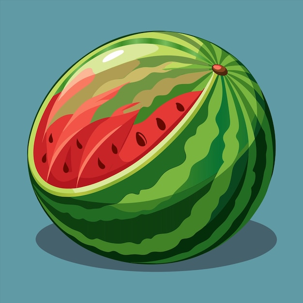 a drawing of a watermelon with a green background