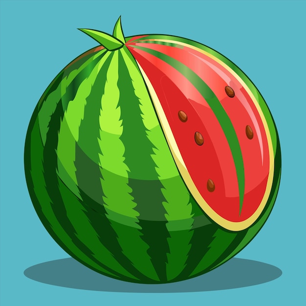 Vector a drawing of a watermelon with a yellow stripe on the bottom