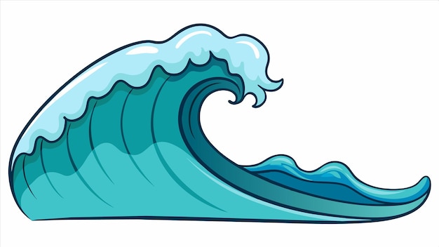 a drawing of a wave with a blue and green design