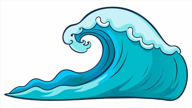 a drawing of a wave with a blue water splash