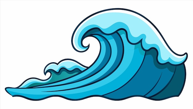 a drawing of a wave with a blue wave on it