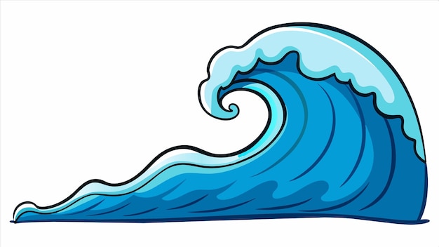 a drawing of a wave with a blue wave on it