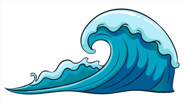 a drawing of a wave with a blue wave on it