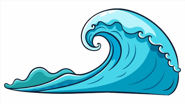 a drawing of a wave with a blue wave on it