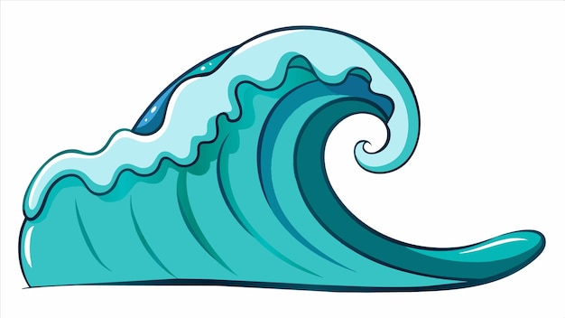 a drawing of a wave with a green wave on it