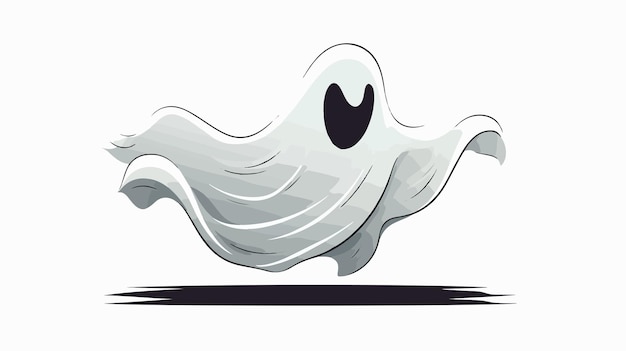 Vector a drawing of a white ghost with a black dot on it