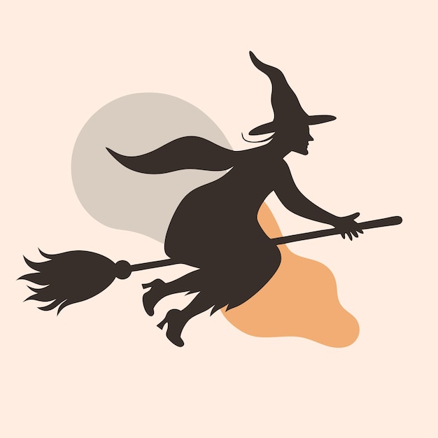 Vector a drawing of a witch flying on a broom