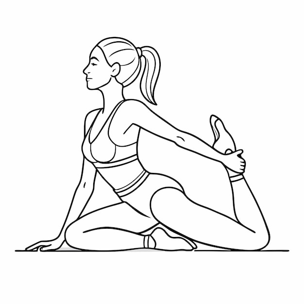 Vector a drawing of a woman doing push ups on a yoga mat