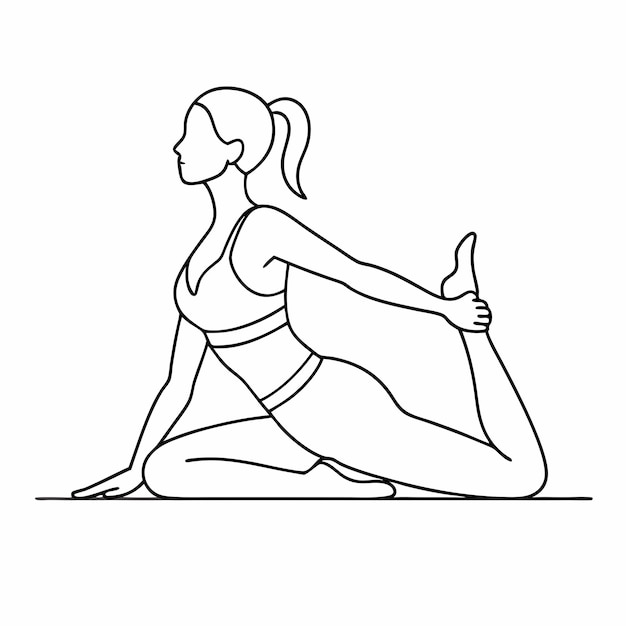 Vector a drawing of a woman doing push ups on a yoga mat