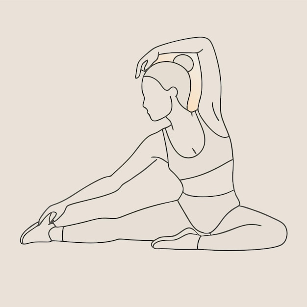 Vector a drawing of a woman doing yoga exercises