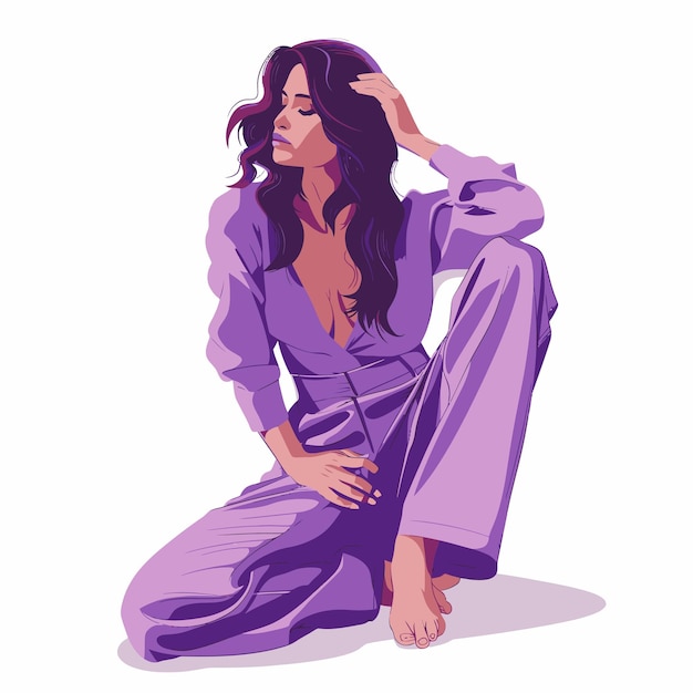 Vector a drawing of a woman in a purple outfit