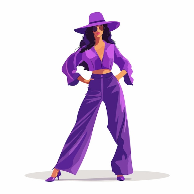 Vector a drawing of a woman in a purple outfit