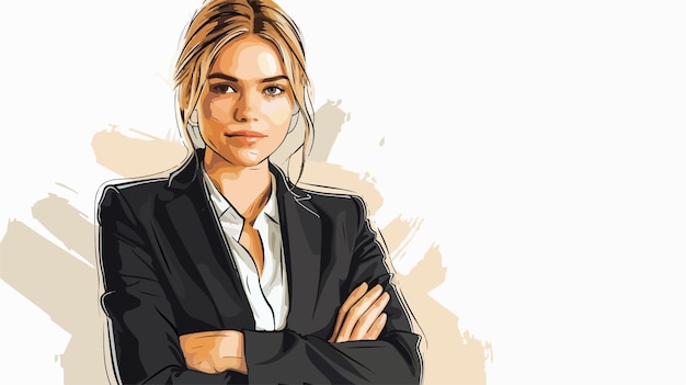 Vector a drawing of a woman in a suit with arms crossed