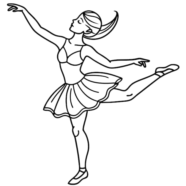 a drawing of a woman with a ballerina on the side