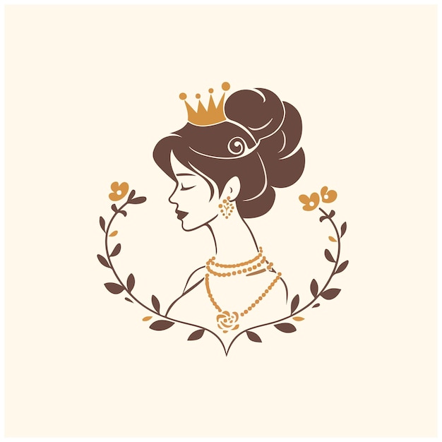 a drawing of a woman with a crown and flowers