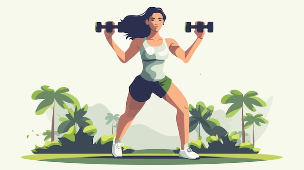 Vector a drawing of a woman with dumbbells