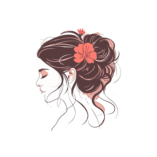 a drawing of a woman with a flower in her hair