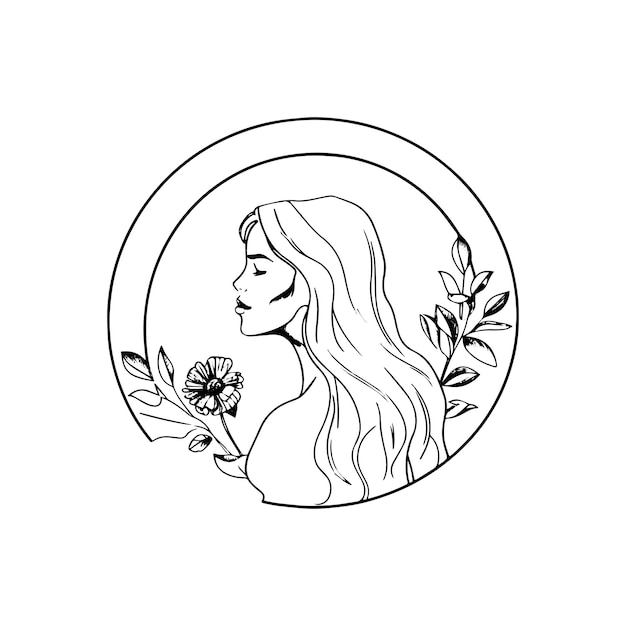 a drawing of a woman with flowers and a picture of a woman with a flower in her hair