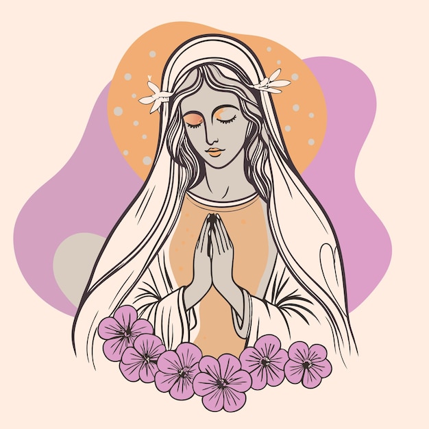 Vector a drawing of a woman with long hair and a flower in her hair