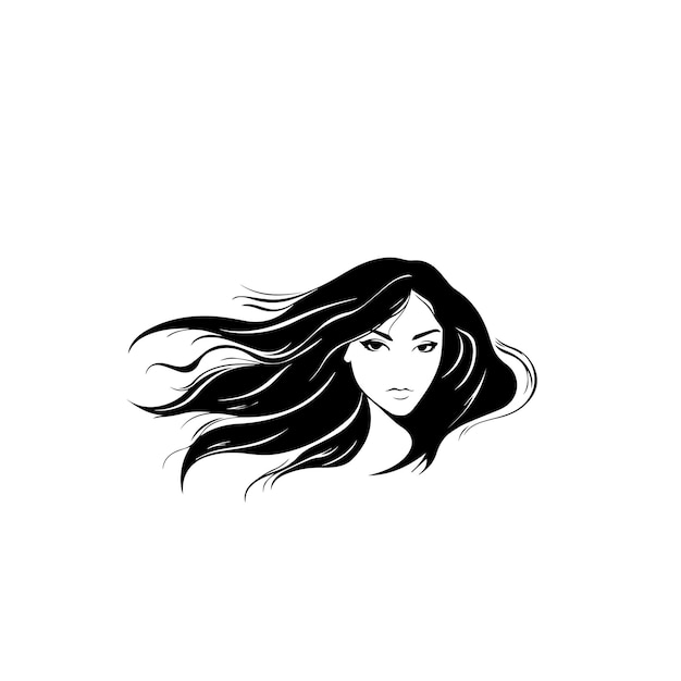 a drawing of a woman with long hair