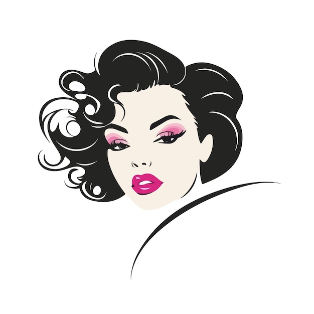 a drawing of a woman with a pink lip and pink lipstick