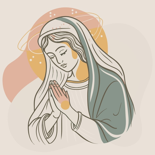 Vector a drawing of a woman with a praying person