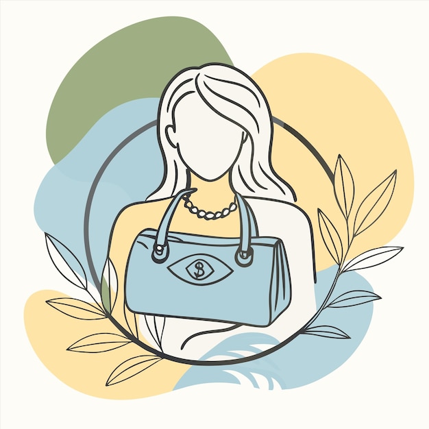 Vector a drawing of a woman with a purse and the word eye on it