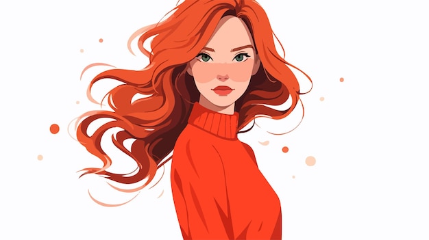 Vector a drawing of a woman with red hair