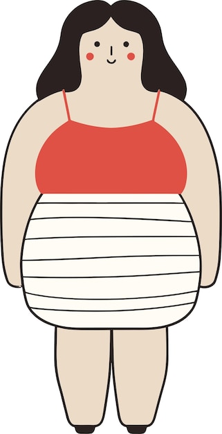 Vector a drawing of a woman with a red top on a white background