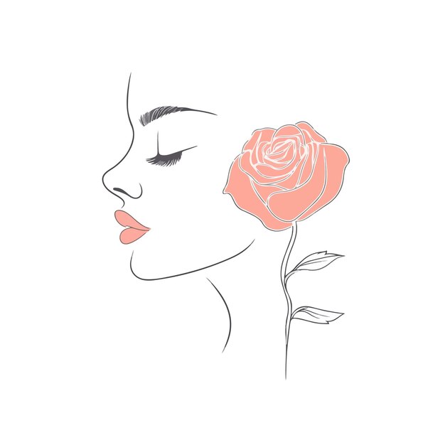 Vector a drawing of a woman with a rose in her hair