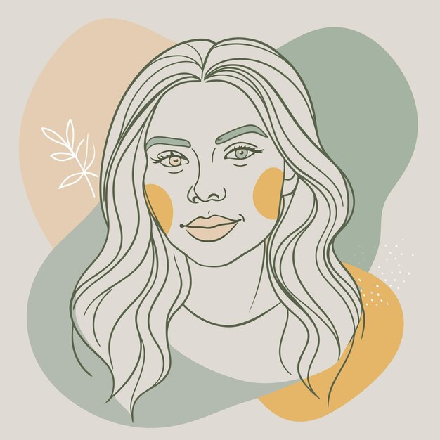 Vector a drawing of a woman with a yellow and orange background