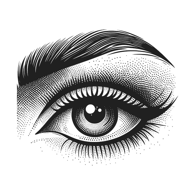 Vector a drawing of a womans eye with a black and white pattern