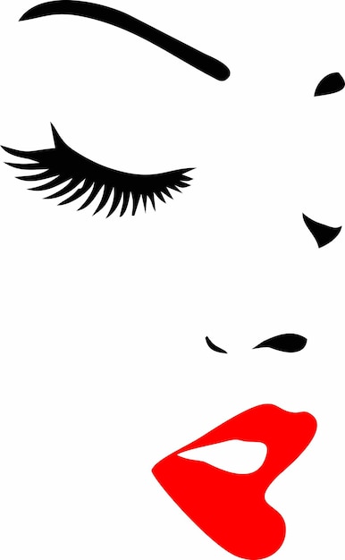 Vector a drawing of a womans lips and a red lip