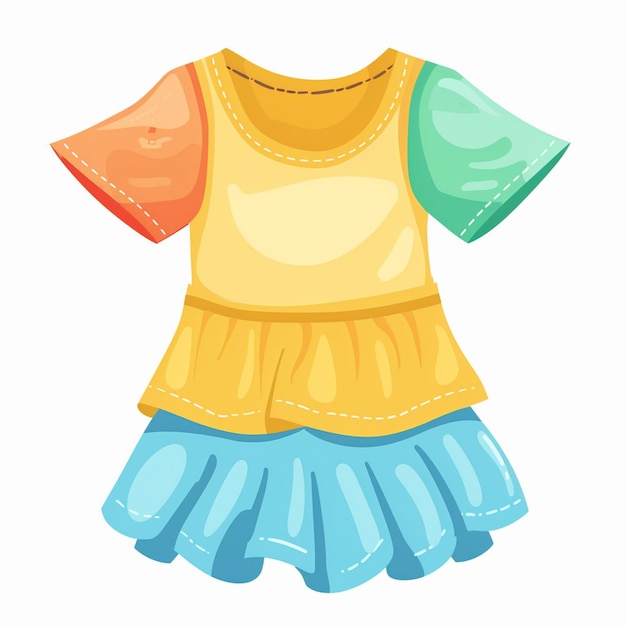 Vector a drawing of a yellow and blue dress with a blue cap