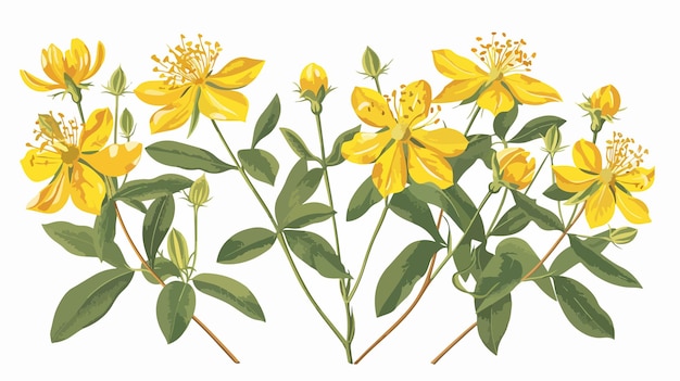 Vector a drawing of yellow flowers with green leaves